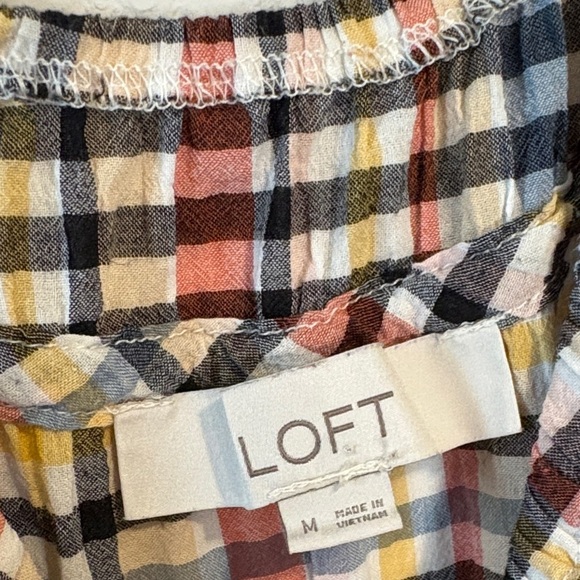 LOFT Multicolor Plaid Tiered Midi Dress Medium - Picture 2 of 5